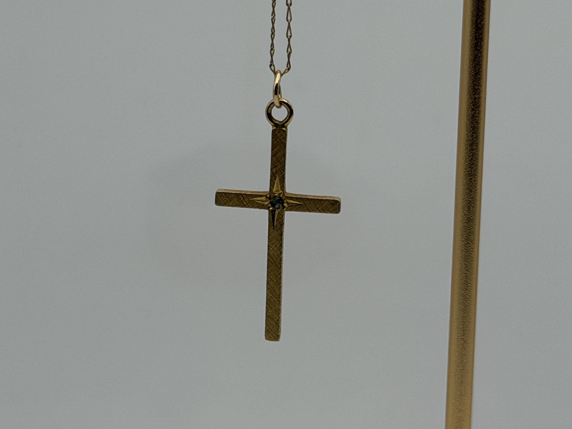 10K Gold Diamond Cross Necklace 14k Chain 24" Christian Religious Pendant Dainty