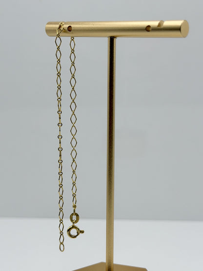 14k Yellow Gold Italy Chain Link Bracelet 7" Solid Gold Dainty Bracelet