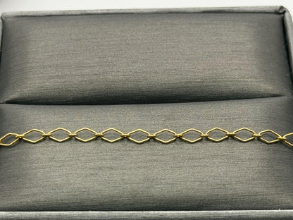 14k Yellow Gold Italy Chain Link Bracelet 7" Solid Gold Dainty Bracelet