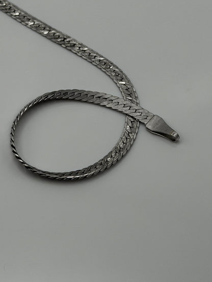 14k Specialty White Gold Herring Bone Chain ITALY 7" Bracelet