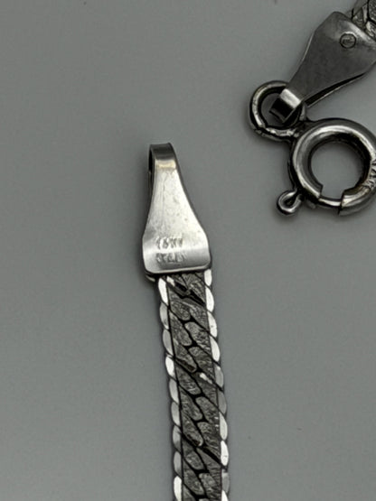 14k Specialty White Gold Herring Bone Chain ITALY 7" Bracelet