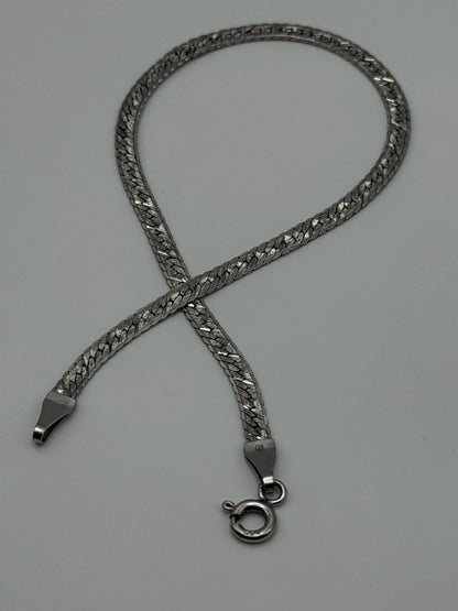 14k Specialty White Gold Herring Bone Chain ITALY 7" Bracelet