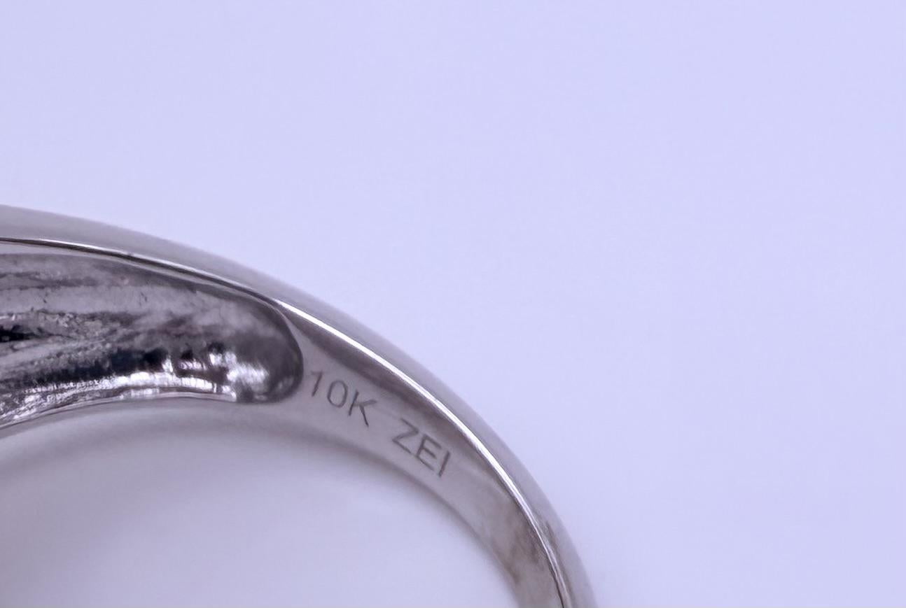 Vintage 10K White Gold Natural Diamond Cluster Ring. Engagement Ring.