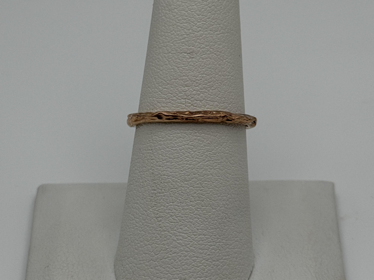 14K Rose Gold Textured Band Ring Minimalist Stackable Ring Broken