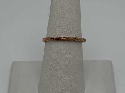 14K Rose Gold Textured Band Ring Minimalist Stackable Ring Broken