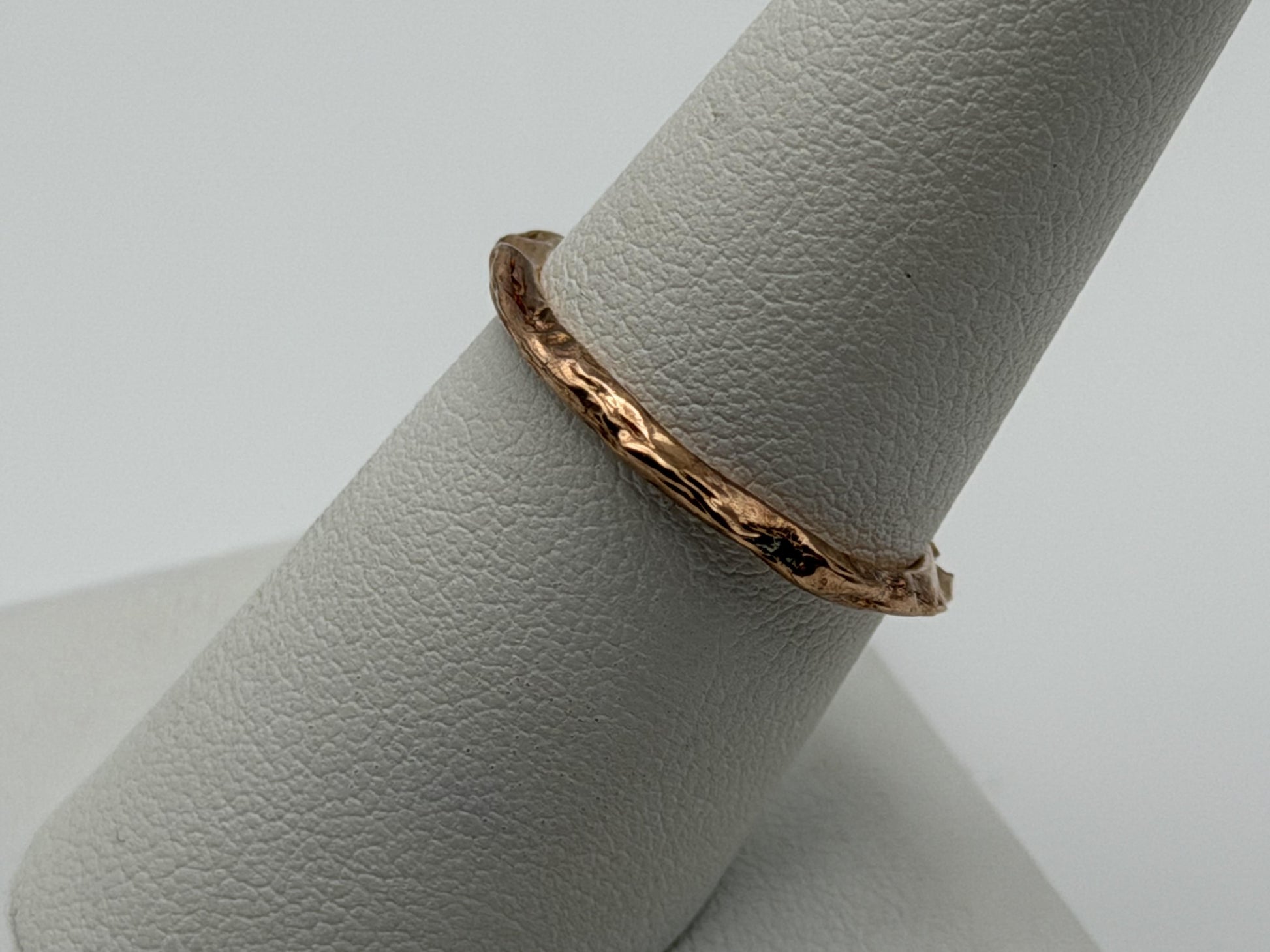 14K Rose Gold Textured Band Ring Minimalist Stackable Ring Broken