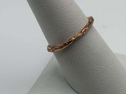 14K Rose Gold Textured Band Ring Minimalist Stackable Ring Broken