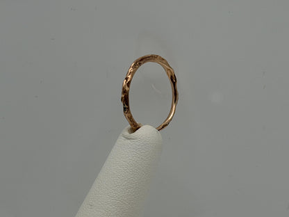 14K Rose Gold Textured Band Ring Minimalist Stackable Ring Broken