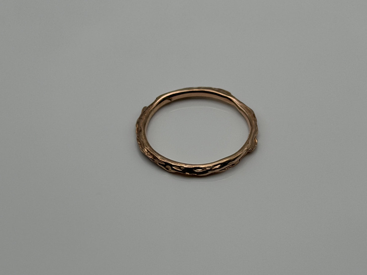 14K Rose Gold Textured Band Ring Minimalist Stackable Ring Broken