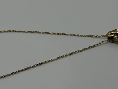 10k Yellow Gold Amethyst Diamond Pendant Necklace 18" Chain