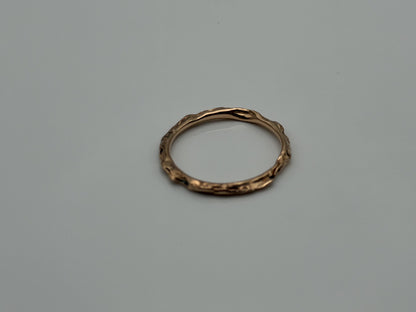 14K Rose Gold Textured Band Ring Minimalist Stackable Ring Broken