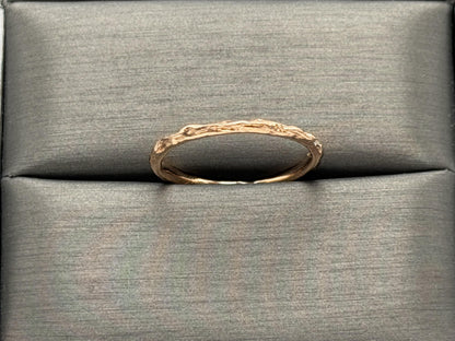 14K Rose Gold Textured Band Ring Minimalist Stackable Ring Broken