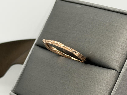 14K Rose Gold Textured Band Ring Minimalist Stackable Ring Broken