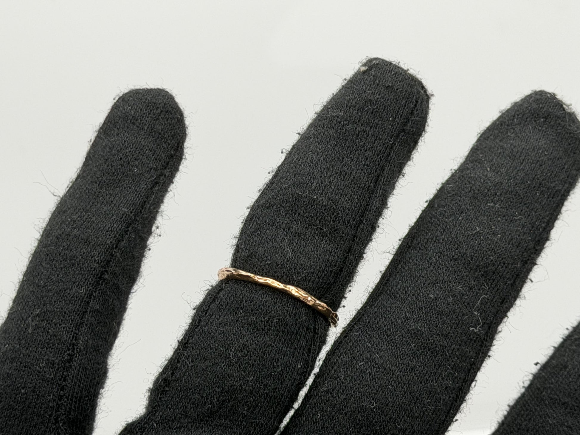 14K Rose Gold Textured Band Ring Minimalist Stackable Ring Broken