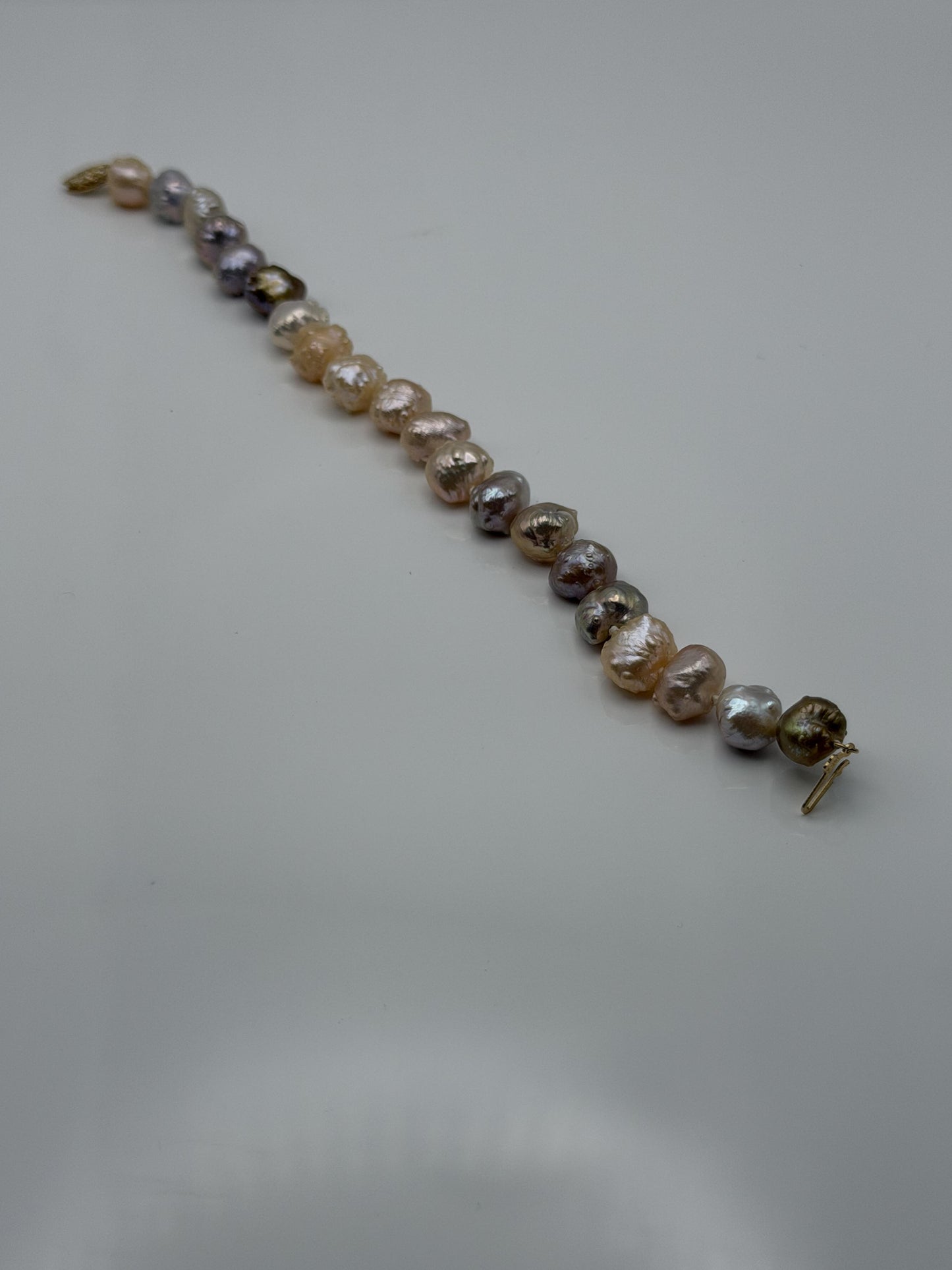 14k Multi-Color Freshwater Pearl Bracelet 6.8–8.8 mm Baroque Pearl Bracelet