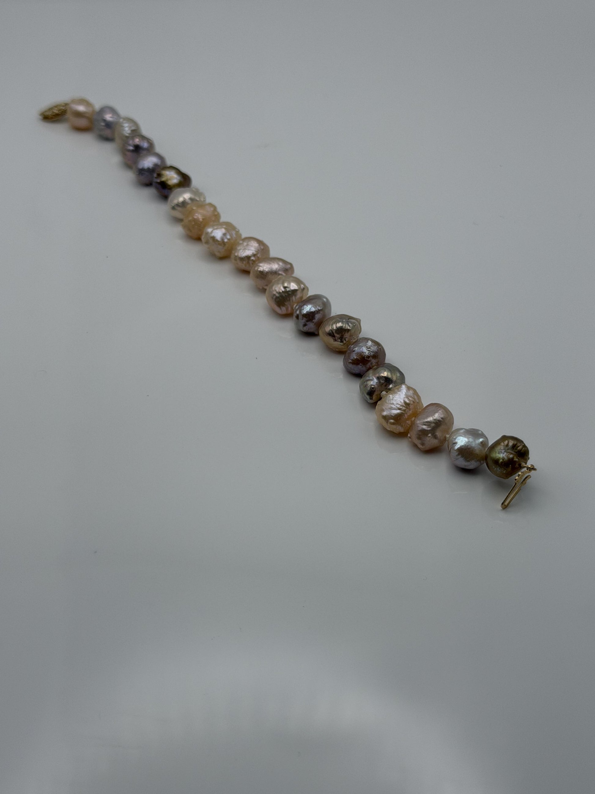 14k Multi-Color Freshwater Pearl Bracelet 6.8–8.8 mm Baroque Pearl Bracelet