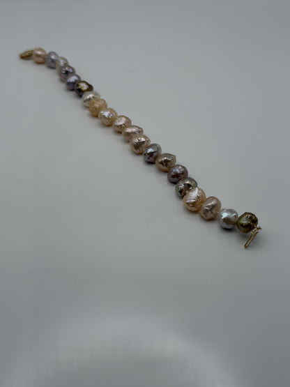 14k Multi-Color Freshwater Pearl Bracelet 6.8–8.8 mm Baroque Pearl Bracelet