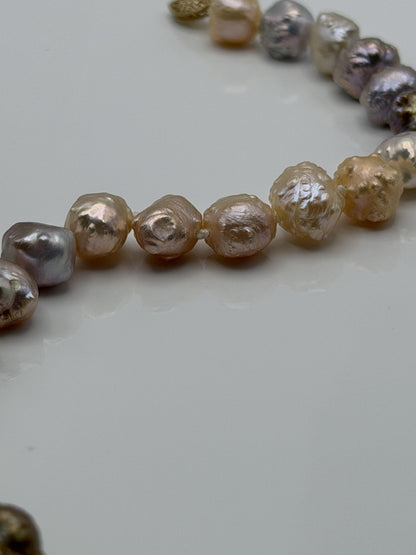 14k Multi-Color Freshwater Pearl Bracelet 6.8–8.8 mm Baroque Pearl Bracelet