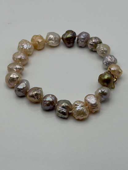 14k Multi-Color Freshwater Pearl Bracelet 6.8–8.8 mm Baroque Pearl Bracelet