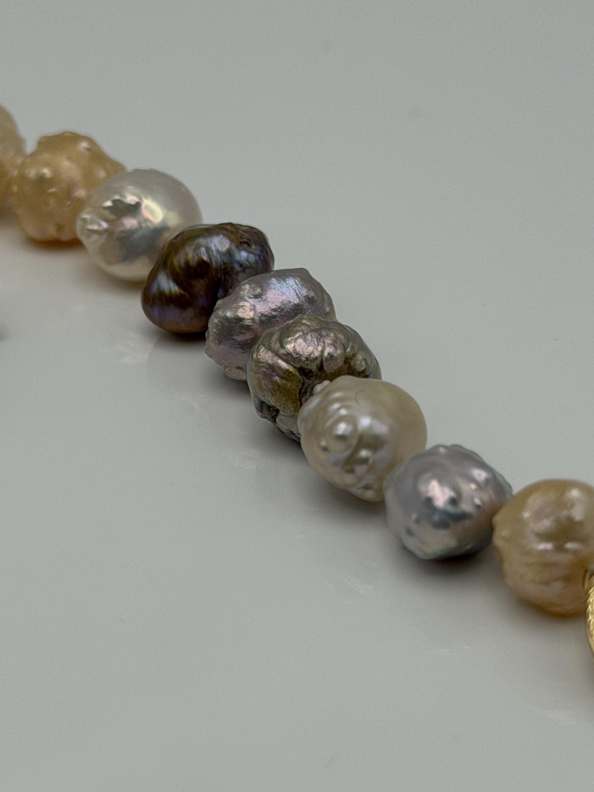 14k Multi-Color Freshwater Pearl Bracelet 6.8–8.8 mm Baroque Pearl Bracelet