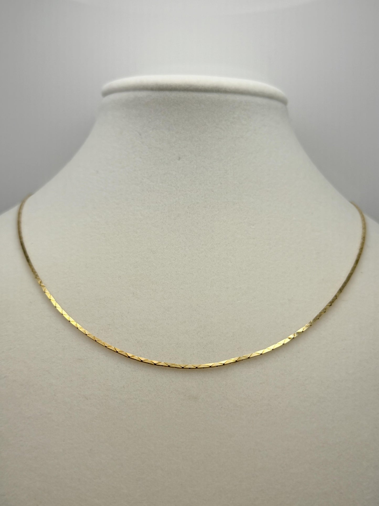 14k Gold Italy Flat Chain Necklace 12" Diamond-Cut Chain