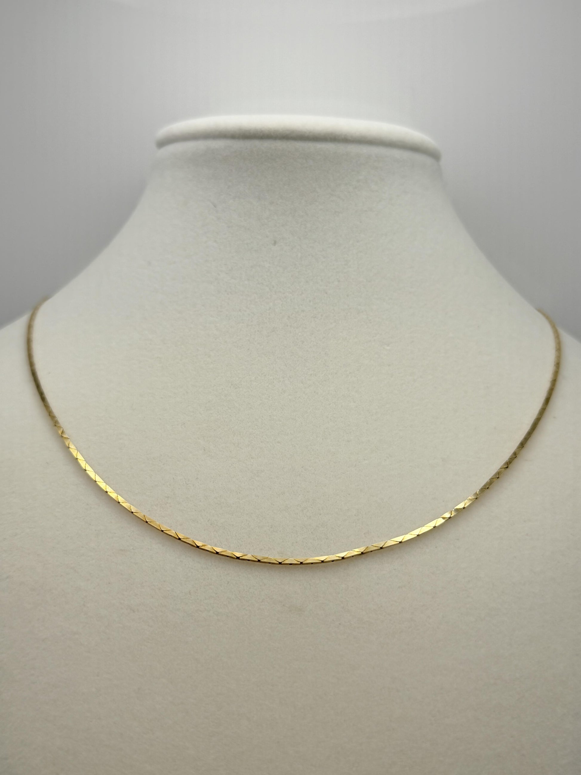 14k Gold Italy Flat Chain Necklace 12" Diamond-Cut Chain