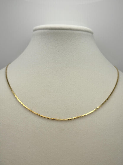 14k Gold Italy Flat Chain Necklace 12" Diamond-Cut Chain