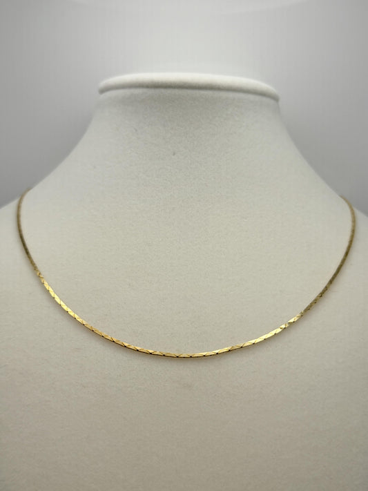 14k Gold Italy Flat Chain Necklace 12" Diamond-Cut Chain