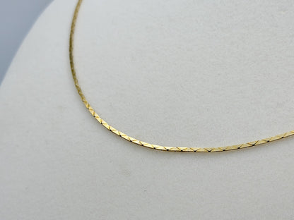 14k Gold Italy Flat Chain Necklace 12" Diamond-Cut Chain