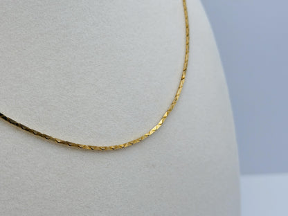 14k Gold Italy Flat Chain Necklace 12" Diamond-Cut Chain
