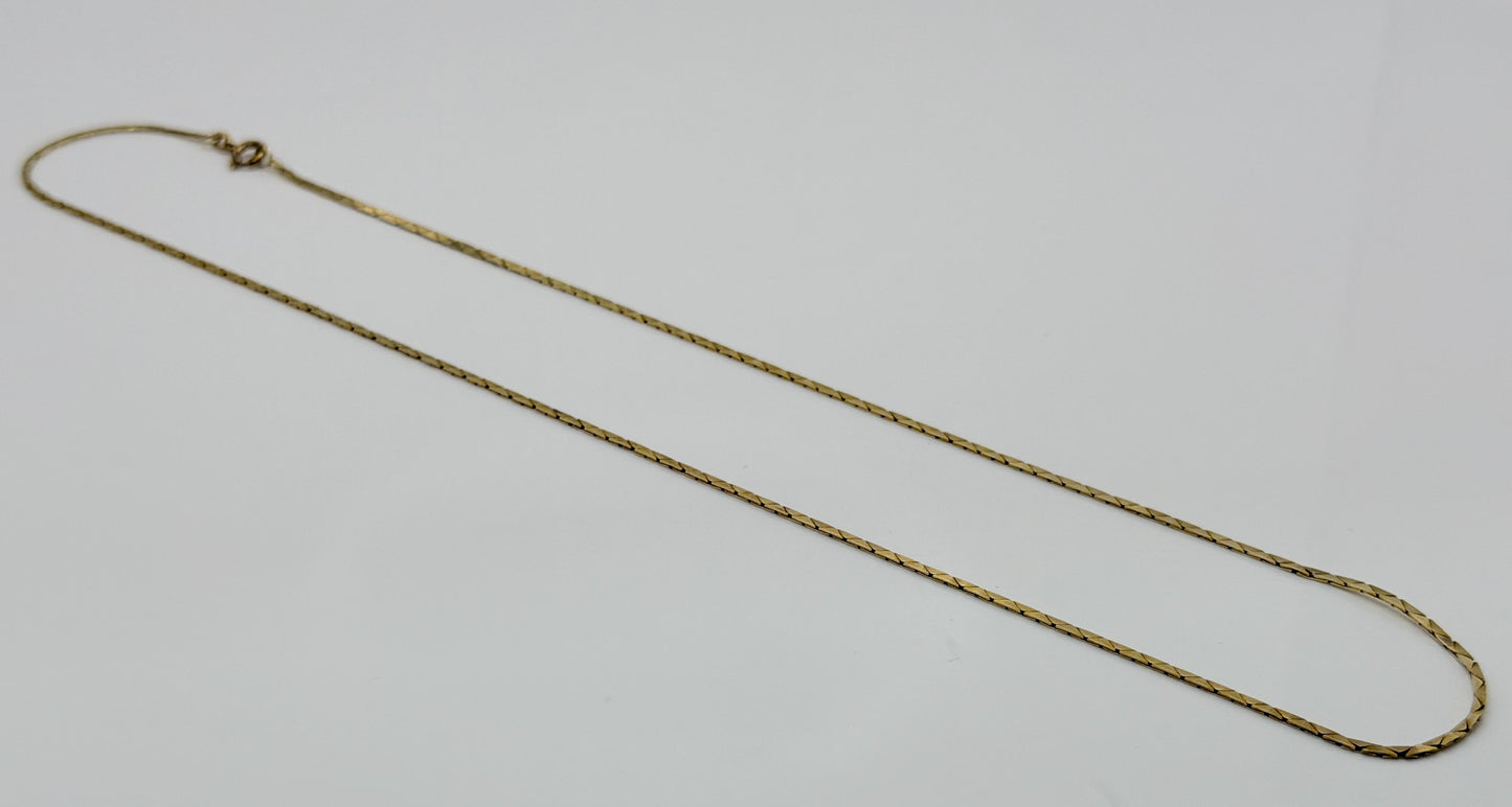 14k Gold Italy Flat Chain Necklace 12" Diamond-Cut Chain