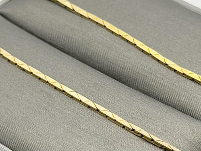 14k Gold Italy Flat Chain Necklace 12" Diamond-Cut Chain