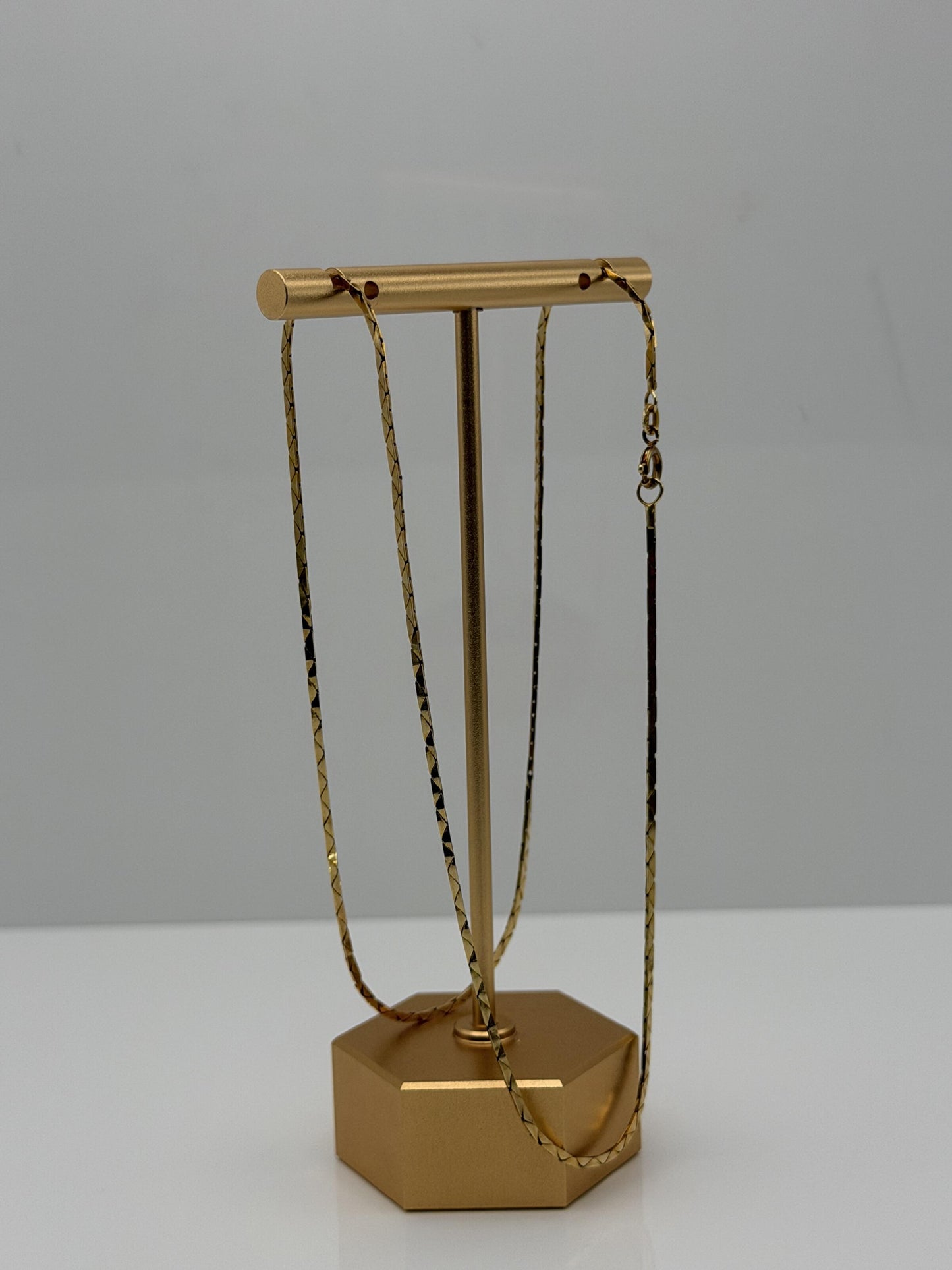 14k Gold Italy Flat Chain Necklace 12" Diamond-Cut Chain