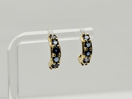 14k Yellow Gold Half Huggie Topaz Earrings