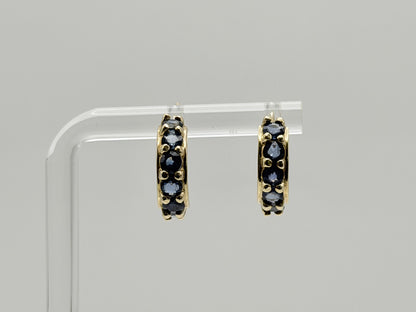 14k Gold Multi-Gem Half Hoop Huggies