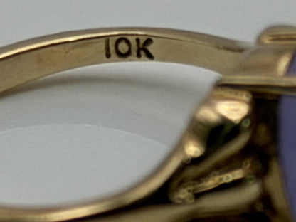 Vintage 10k Yellow Gold Lavender Jade Ring