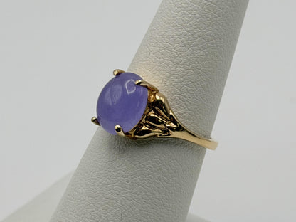 Vintage 10k Yellow Gold Lavender Jade Ring