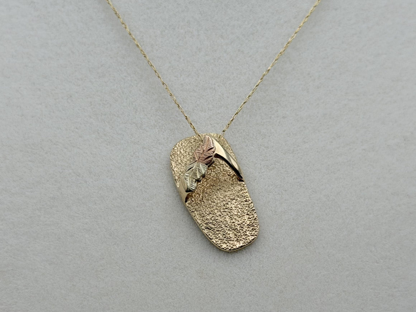 Black Hills Gold 10k Flip Flop Necklace Pendant 18" Solid Gold Beach Pendant