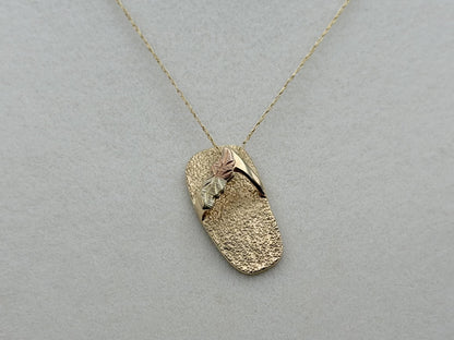 Black Hills Gold 10k Flip Flop Necklace Pendant 18" Solid Gold Beach Pendant