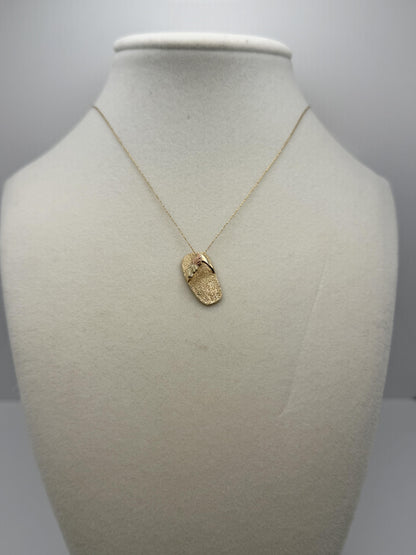 Black Hills Gold 10k Flip Flop Necklace Pendant 18" Solid Gold Beach Pendant