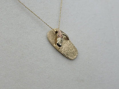 Black Hills Gold 10k Flip Flop Necklace Pendant 18" Solid Gold Beach Pendant