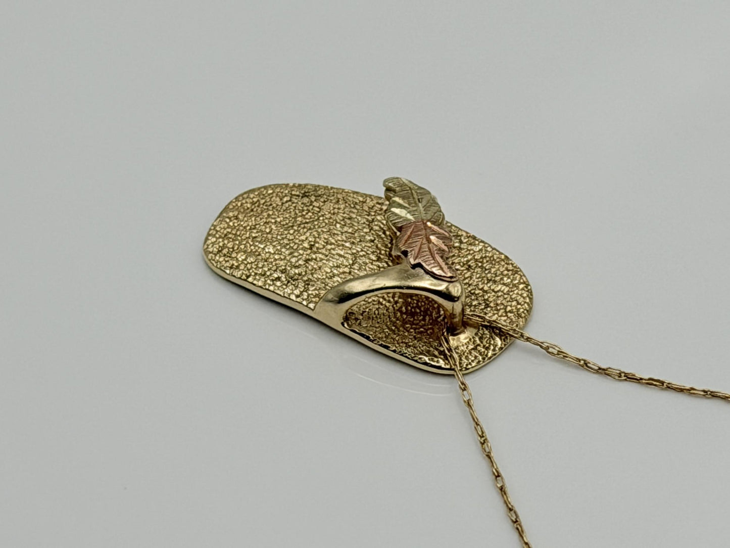 Black Hills Gold 10k Flip Flop Necklace Pendant 18" Solid Gold Beach Pendant