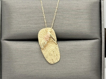 Black Hills Gold 10k Flip Flop Necklace Pendant 18" Solid Gold Beach Pendant