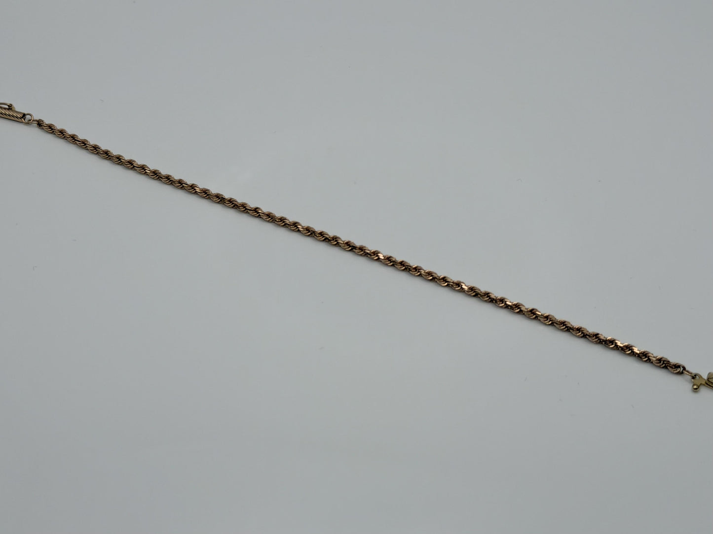 14k Solid Rose Gold Rope Bracelet 7"