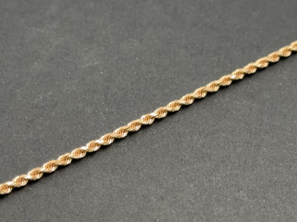 14k Solid Rose Gold Rope Bracelet 7"