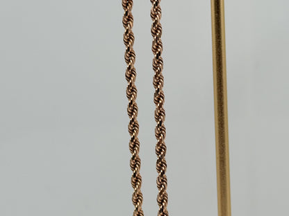 14k Solid Rose Gold Rope Bracelet 7"