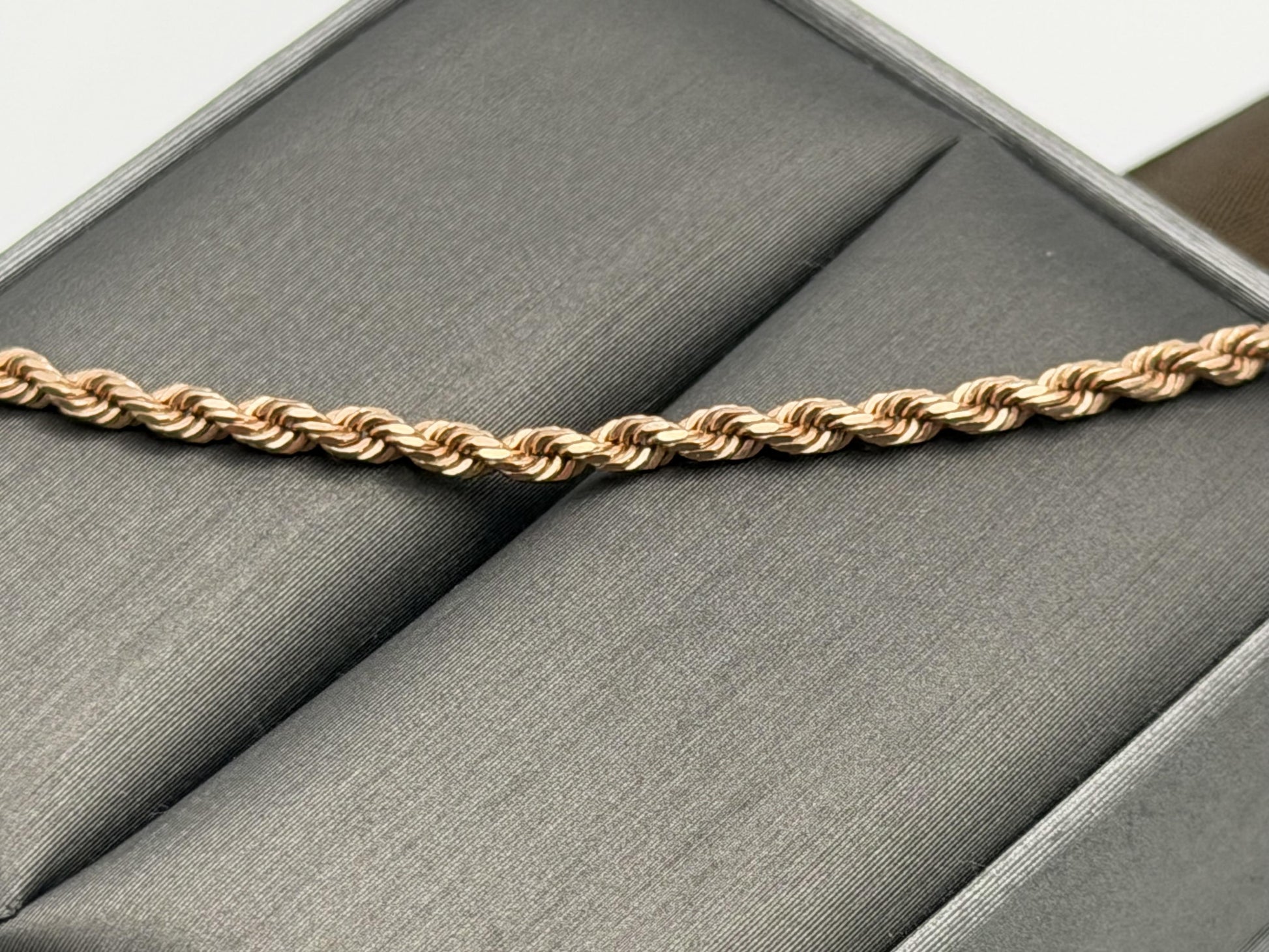 14k Solid Rose Gold Rope Bracelet 7"