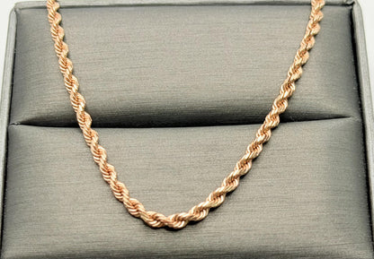 14k Solid Rose Gold Rope Bracelet 7"