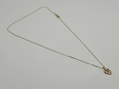 14k Yellow Gold Diamond Heart Necklace Box Chain 16"