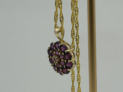 10k Gold Pink Tourmaline Cluster Pendant Floral Design w/ Gold Filled 18k Chain